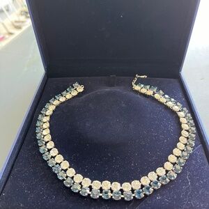 Swarovski Crystal Hot Collar Necklace Double Collar Montana Blue Authentic